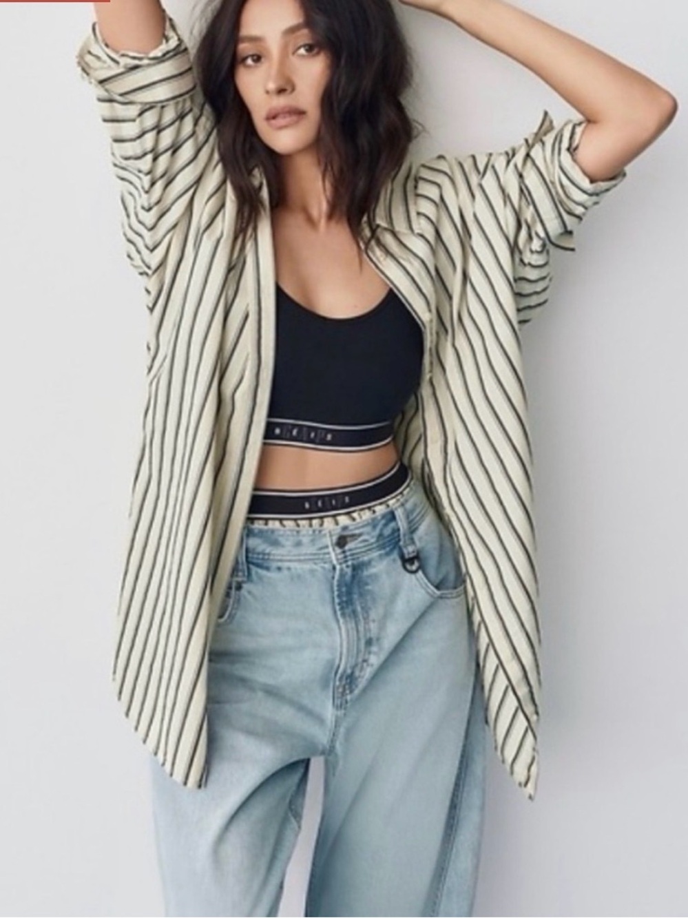 GAP x BÉIS Out Of Office Oversized Striped Button Down Shirt L